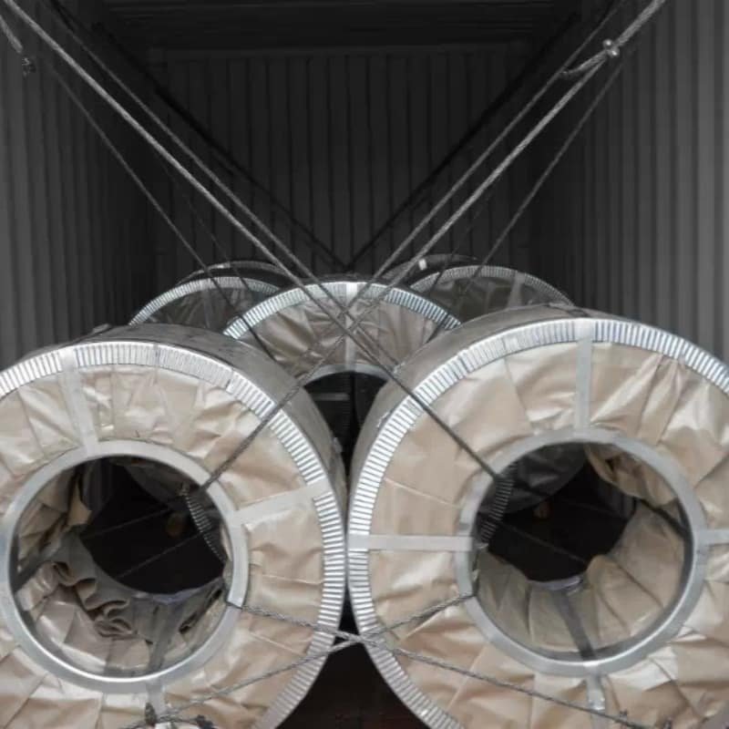 Side profile of Hot Dipped Galvanized Steel Coil showing tight winding and standard 508mm internal diameter.