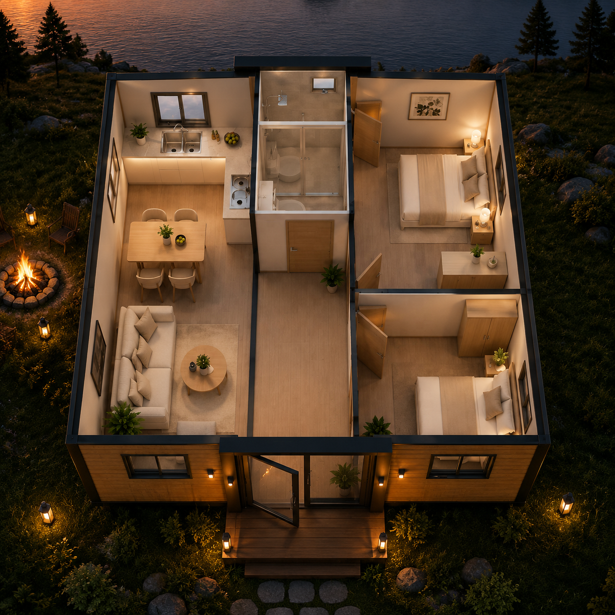 Expandable Folding Container House Render 3